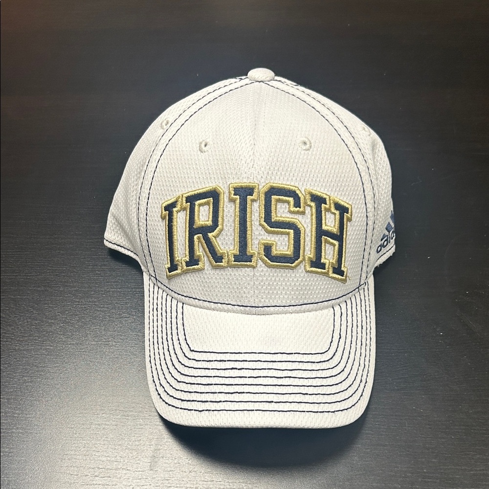 Notre Dame Adidas White Cap with Gold 'Irish' Embroidery